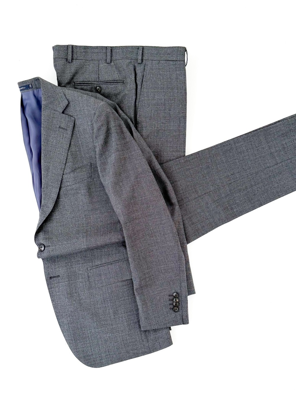 Suitsupply Lazio Slim Fit Italian Pure Wool Suit Gray Men's 40R Jacket Pants - Picture 11 of 16